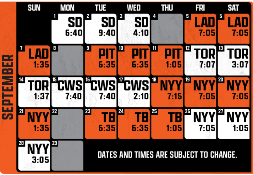 Complete September 2025 Baltimore Orioles Schedule