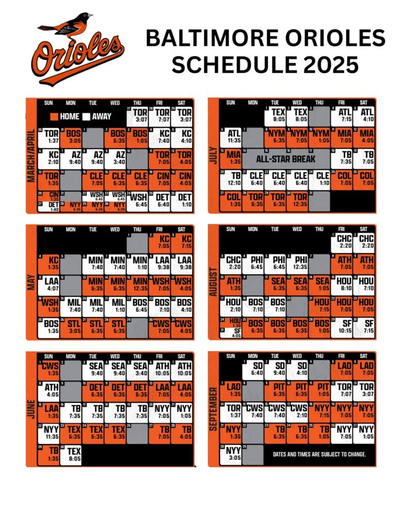 baltimore orioles schedule 2025 printable