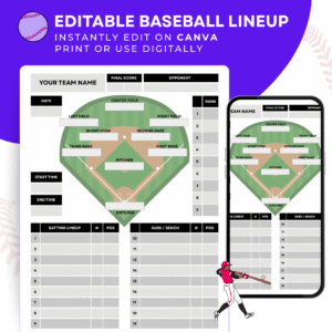EDITABLE Baseball Lineup & Field-Position Template