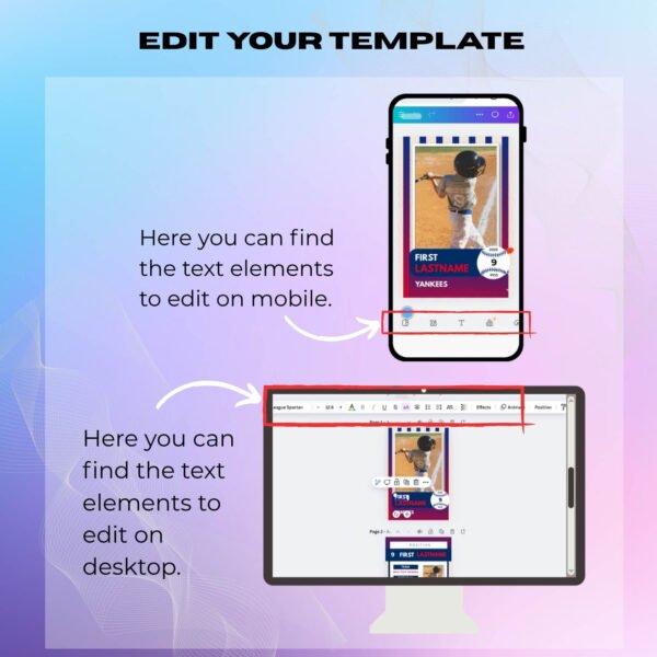 Editable Baseball Card Template (Front & Back) | Printable Canva & PDF/PNG Download