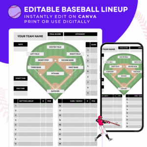 EDITABLE Baseball Lineup & Field-Position Template