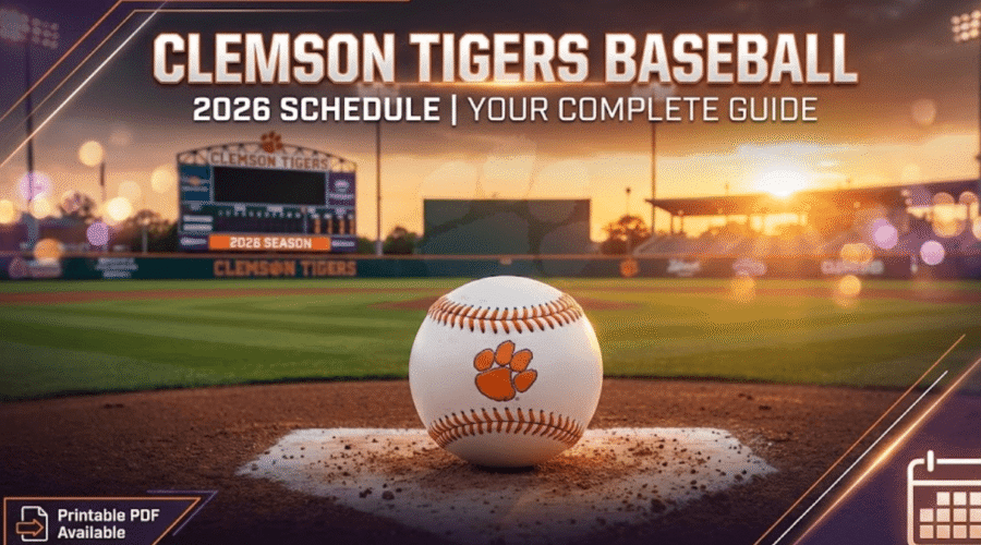 Clemson Tigers 2026 Baseball Schedule:  Printable PDF