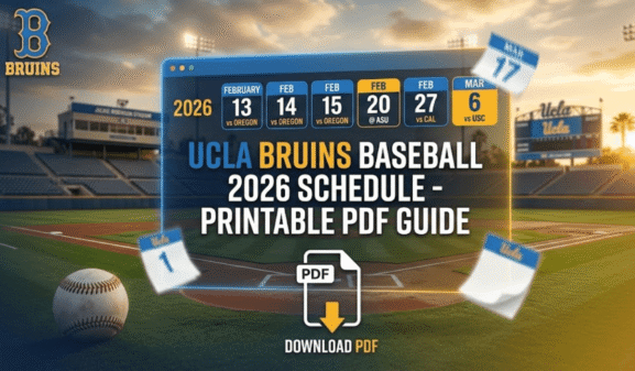 UCLA Bruins Baseball 2026 Schedule - Printable PDF