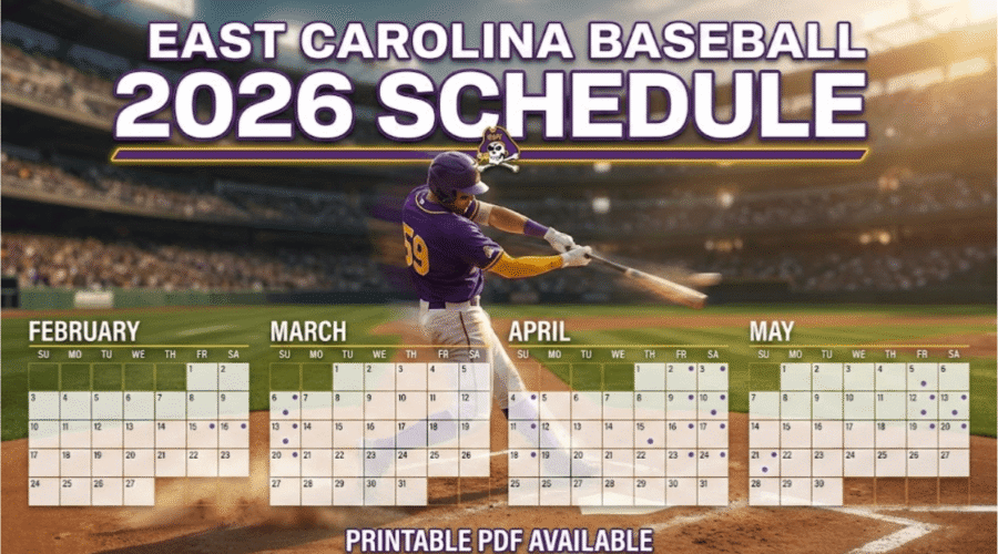 East Carolina Baseball 2026 Schedule: Printable PDF