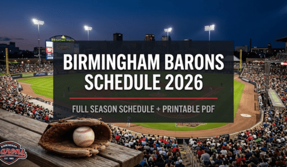 Birmingham Barons Schedule 2026 - Printable PDF